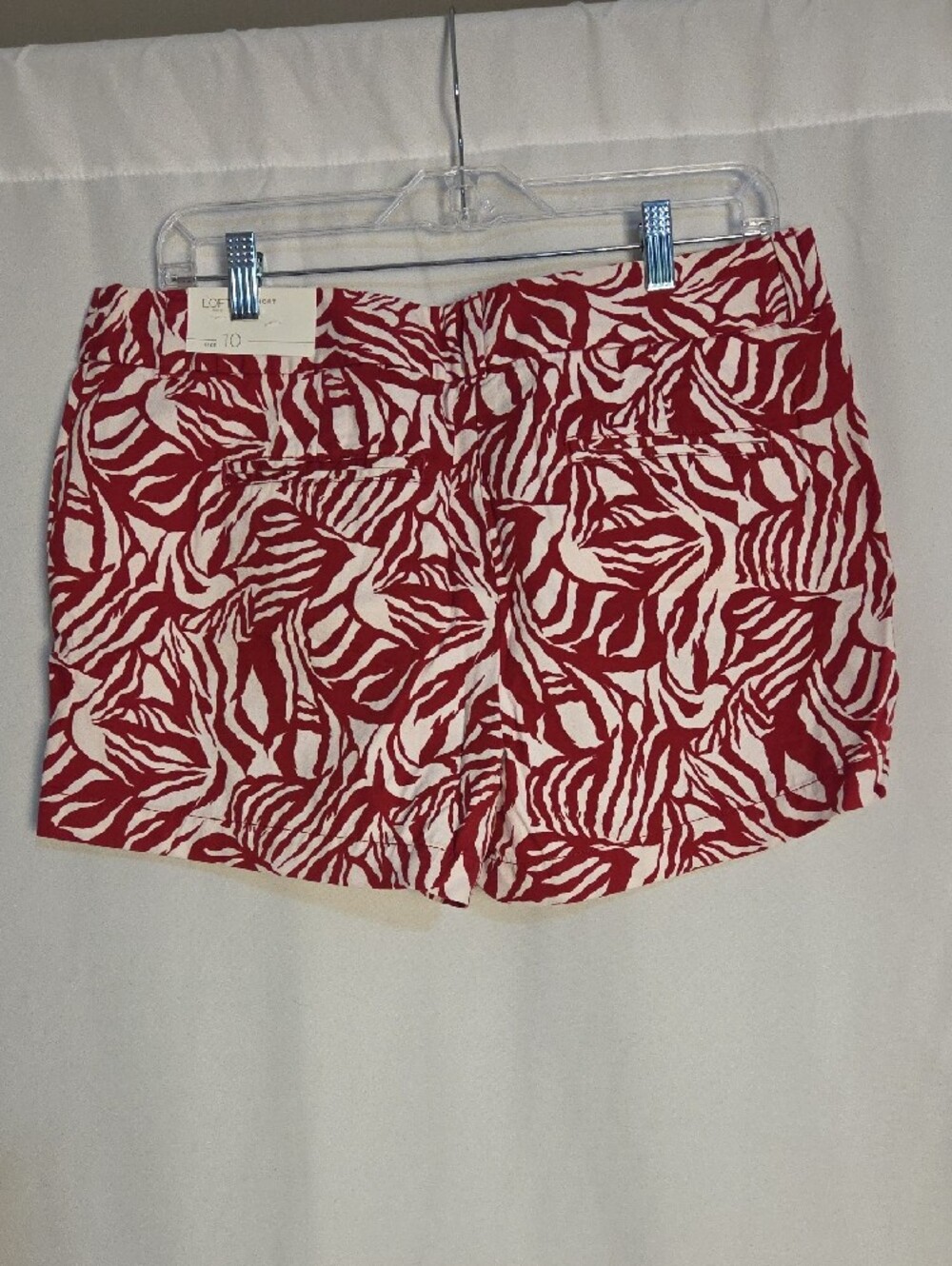 LOFT Red and White Printed Cotton Blend Shorts NWT